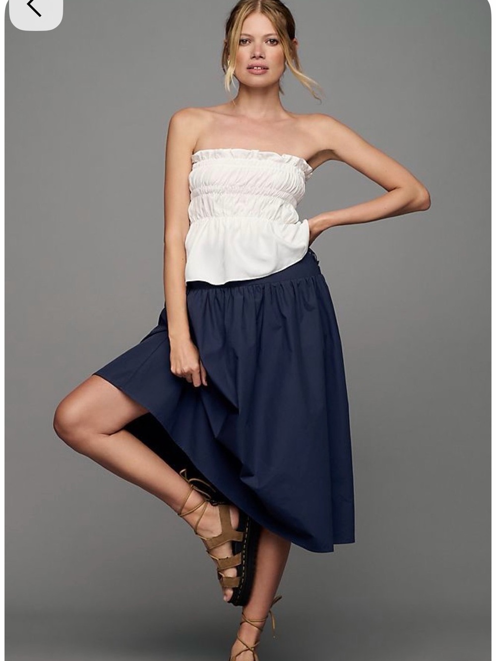 Anthropologie White Smocked Strapless Tube Top NWT